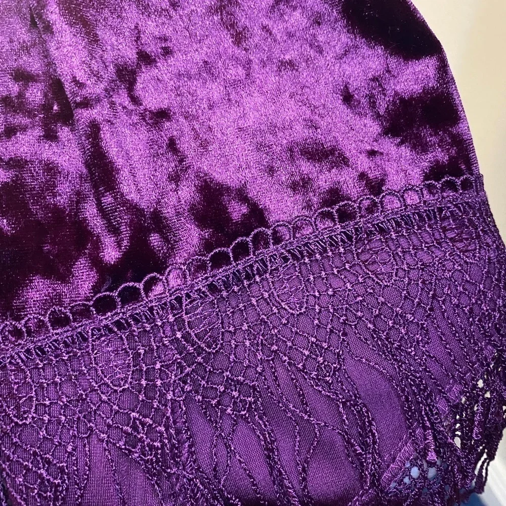 Melissa Paige Burgundy Velour Velvet Blouse sz Small - Picture 6 of 8